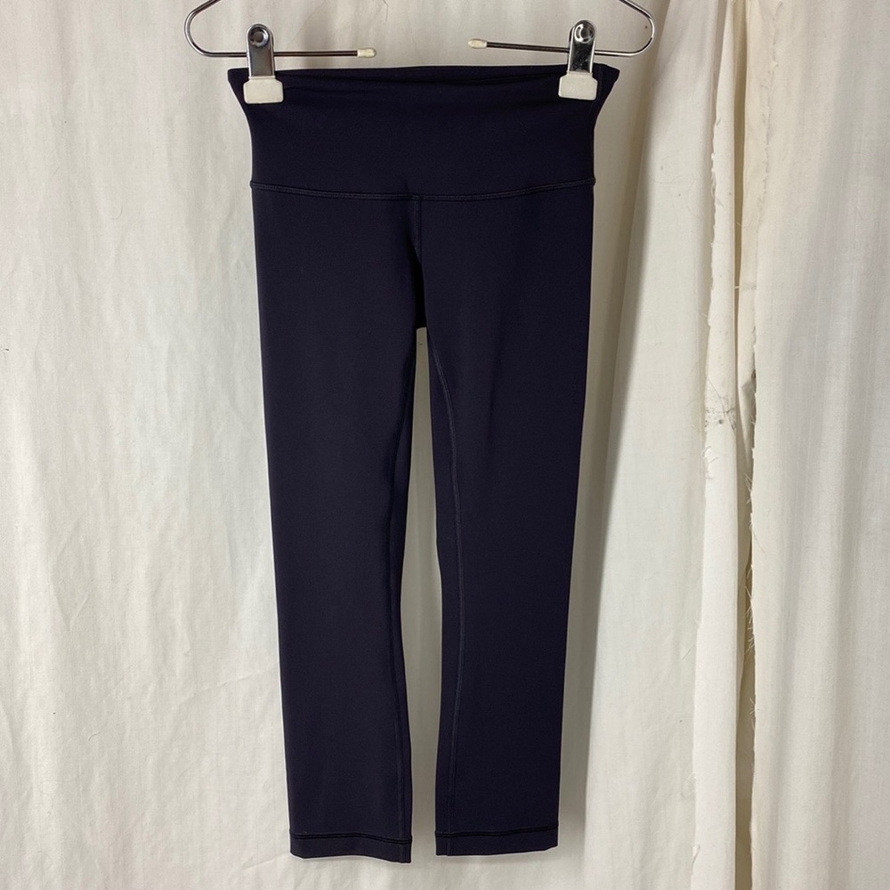 LULULEMON 2 Wunder Under Crop Leggings Low Rise Dark Gray